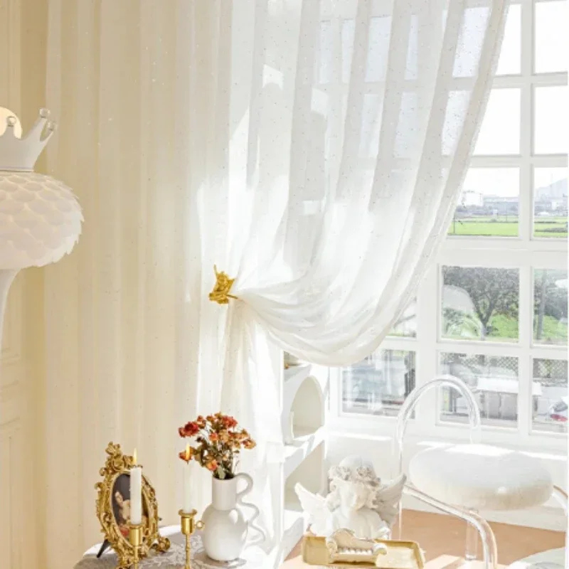 Sequin Fabric Panel - Cortinas francesas transparentes para sala de