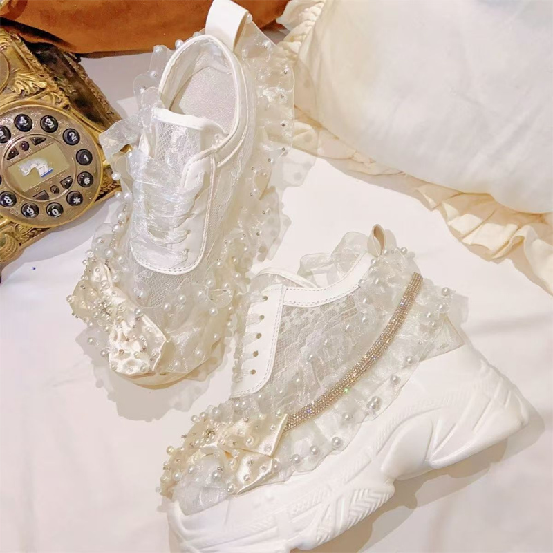 Crystal Mesh Fabric - Fundo grosso laço fita strass pérola