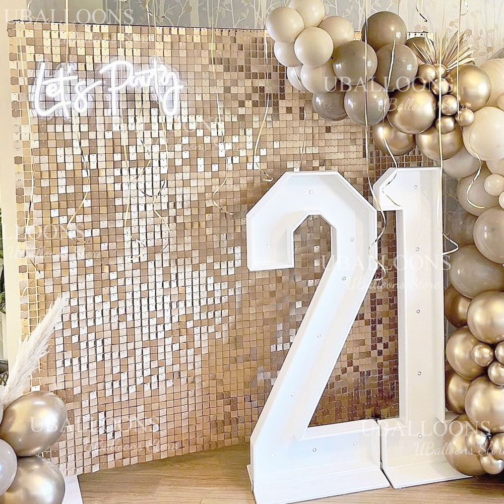 Sequin Fabric Panel - Painéis de Lantejoulas Douradas Foscas Bege
