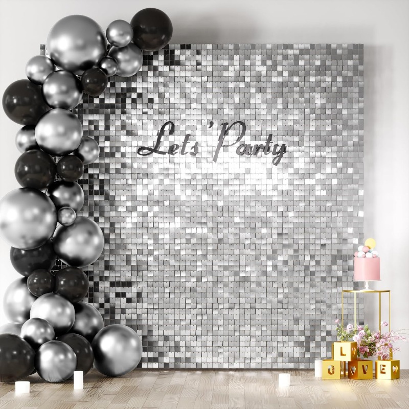 Sequin Fabric Panel - Painéis de Parede com Lantejoulas Prateadas