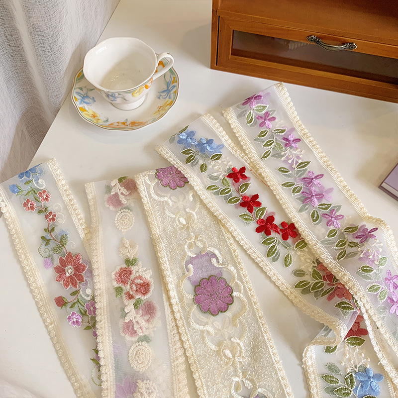Lace Ribbon Trim - 1 jarda renda bordada flor fita