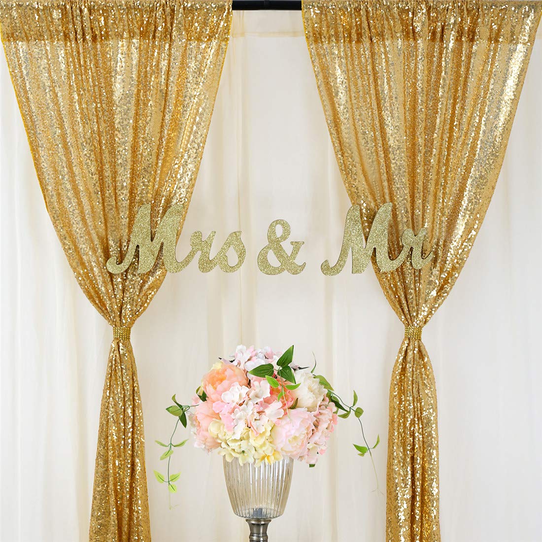 Sequin Fabric Panel - 2 pçs ouro lantejoulas festa pano