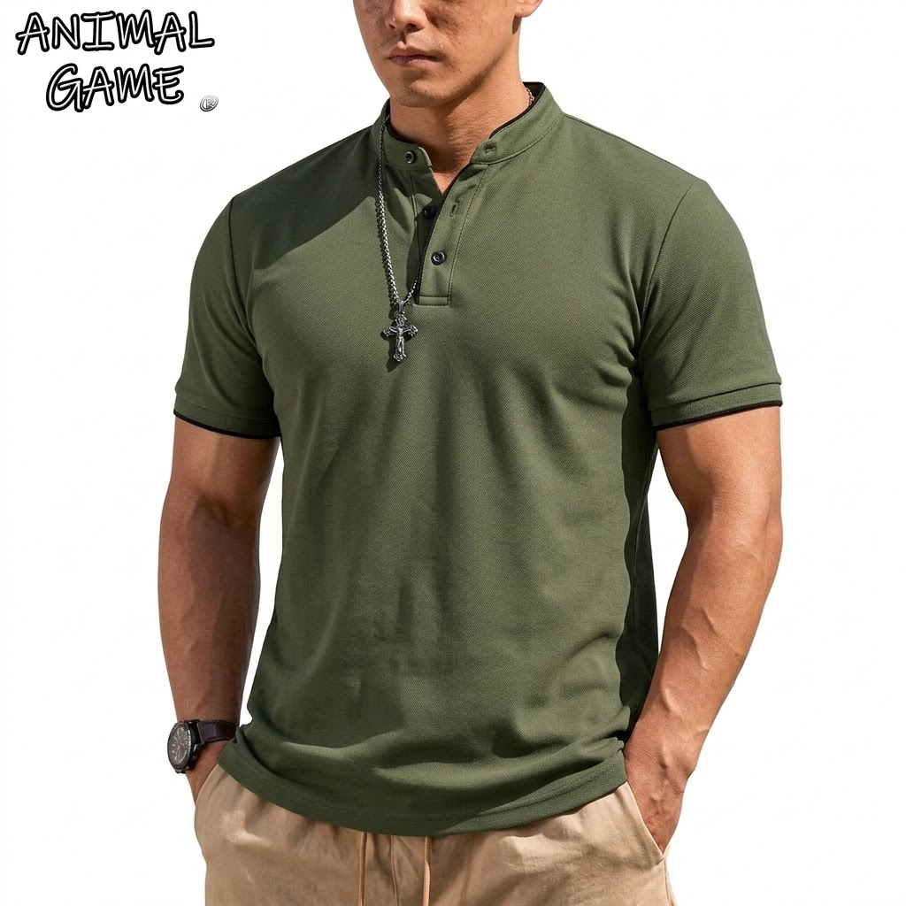 Embellish Knit - Camisa Henley de Manga Curta para