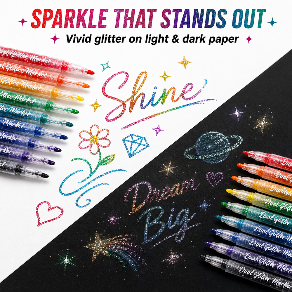 12 Canetas Marcadoras com Glit - Glitter Vinyl Roll avaliação e preço