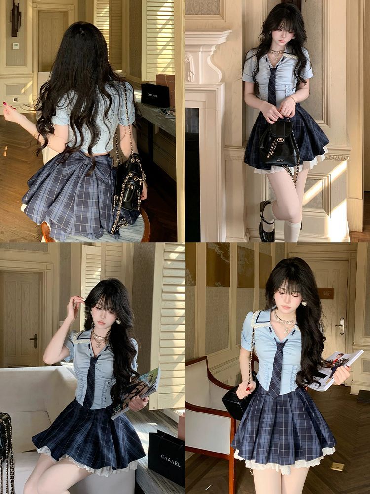 Conjunto de Verão Novo Preppy  - Elastic Lace Trim avaliação e preço