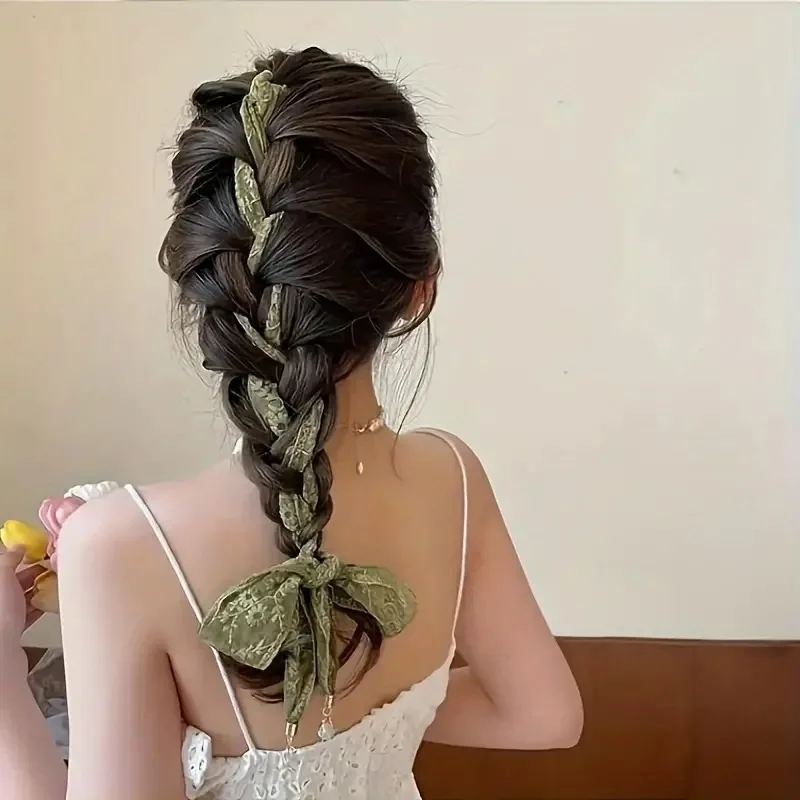 1PC Lenço de Cabelo com Renda  - Lace Ribbon Trim avaliação e preço