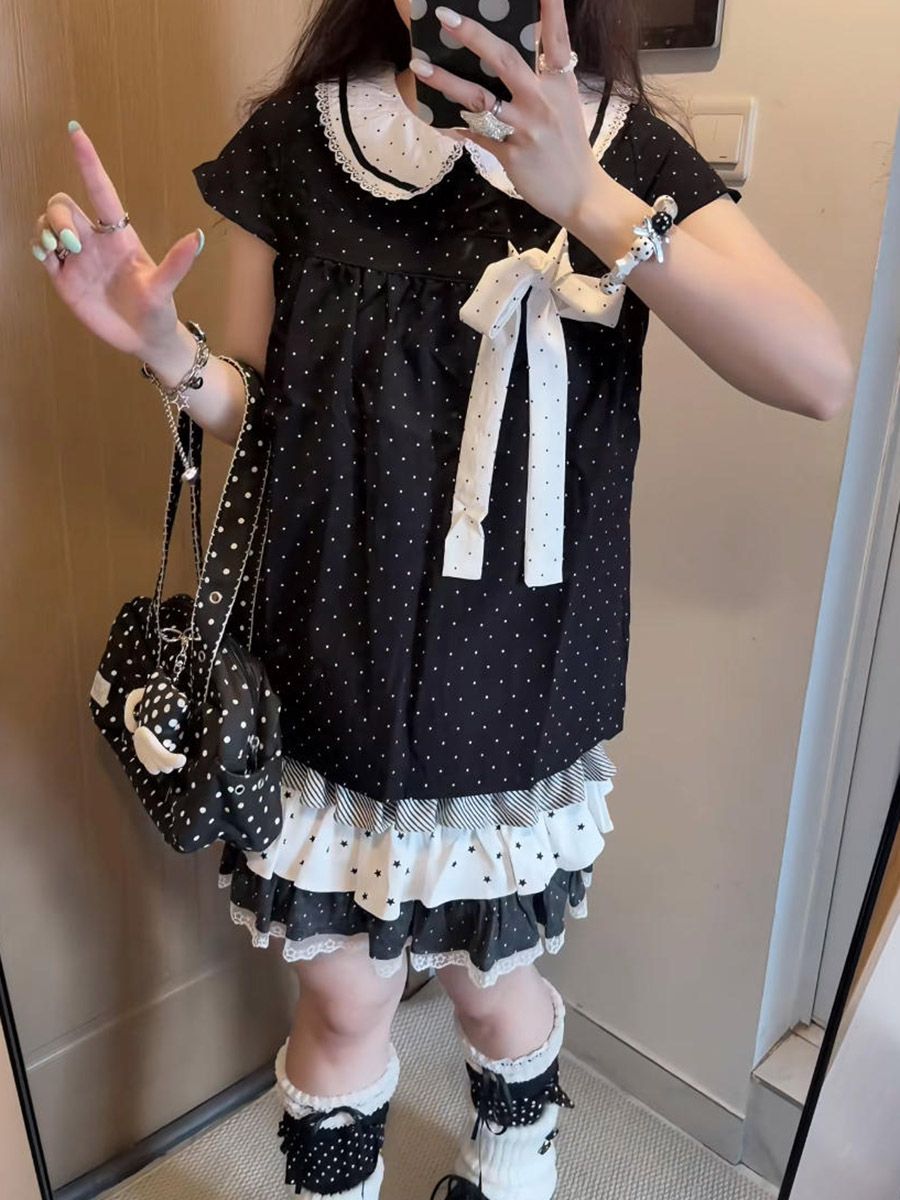 Conjunto de 2 Peças Y2K Kawaii - Lace Ribbon Trim avaliação e preço