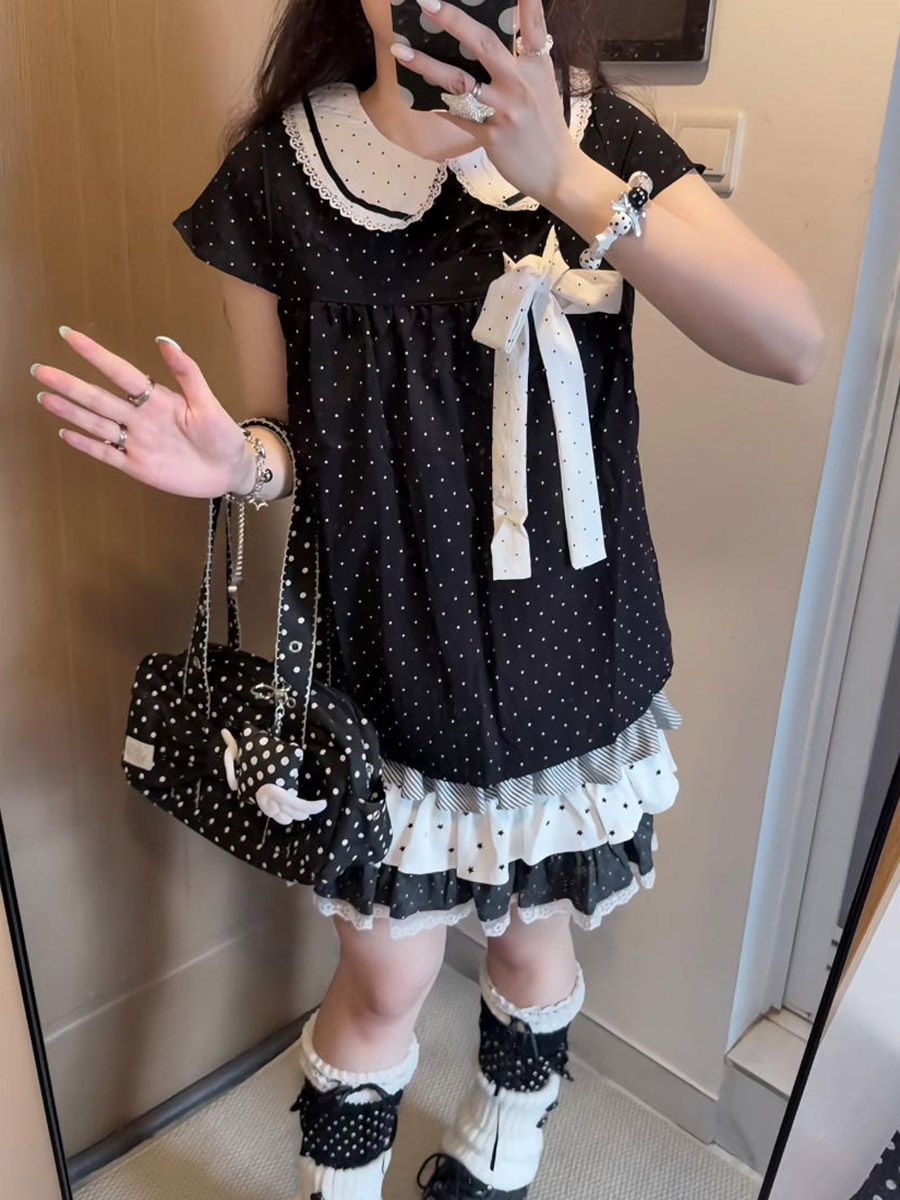 Conjunto de 2 Peças Y2K Kawaii - Lace Ribbon Trim avaliação e preço