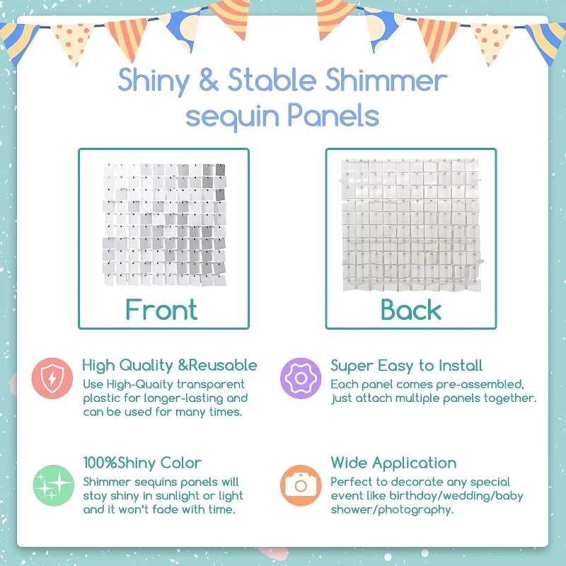 Painéis de Parede com Lantejou - Sequin Fabric Panel avaliação e preço