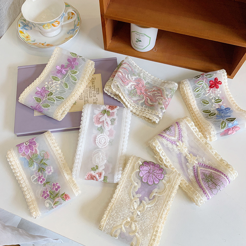 1 jarda renda bordada flor fit - Lace Ribbon Trim avaliação e preço