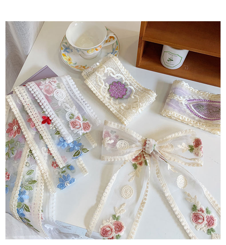 1 jarda renda bordada flor fit - Lace Ribbon Trim avaliação e preço