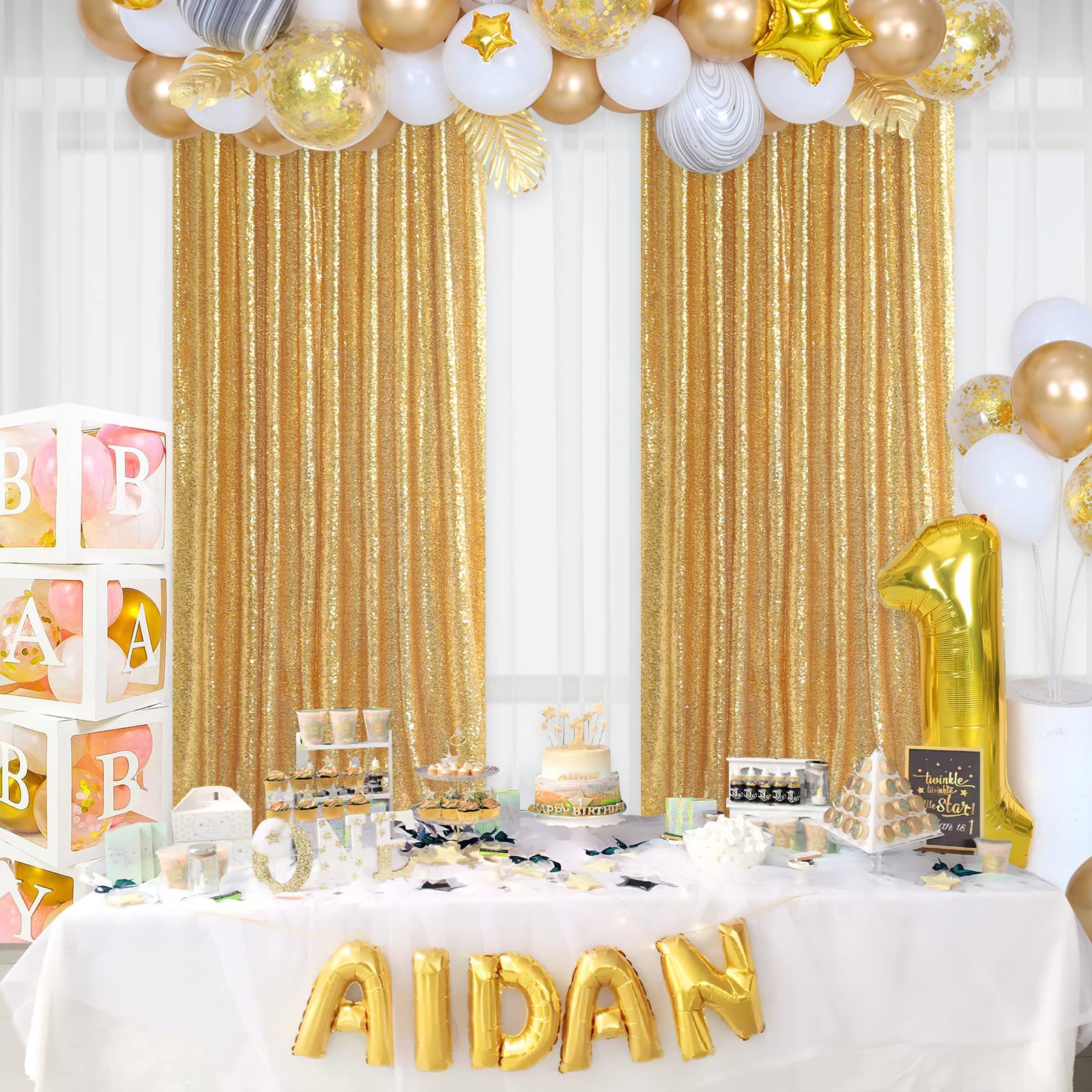 2 pçs ouro lantejoulas festa p - Sequin Fabric Panel avaliação e preço