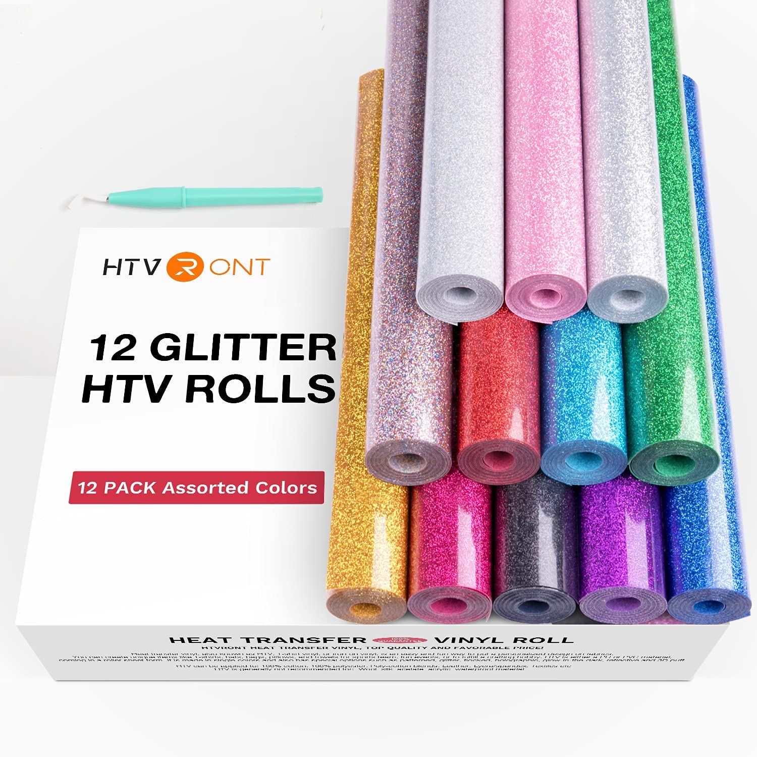 HTVRONT Pacote com 12 Rolos de - Glitter Vinyl Roll avaliação e preço