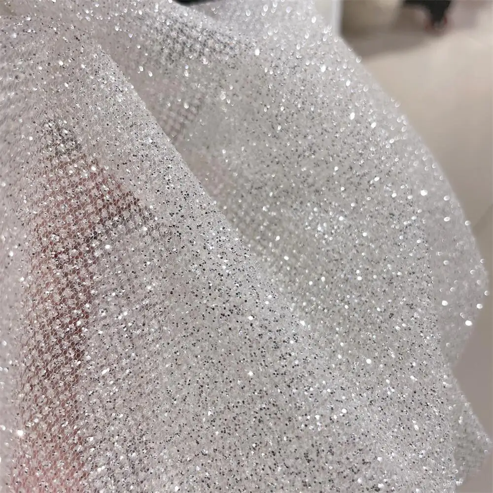 Fio líquido com glitter pratea - Crystal Mesh Fabric avaliação e preço